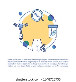 Konzept der Fortpflanzungstechnologie mit Text. Fetus in Röhre. In-vitro-Fertilisation. PPT-Vektorillustration-Vorlage. Broschüre, Magazin, Booklet-Design-Element mit linearen Illustrationen