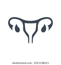 Vector de ícono de útero reproductivo aislado de diseño negro y blanco 
