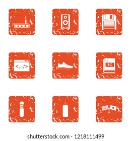 Reprogramming icons set. Grunge set of 9 reprogramming vector icons for web isolated on white background