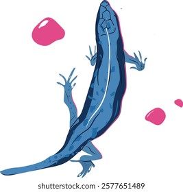 Reptil Vector Icon Illustration Blue Color