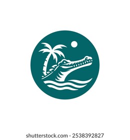 reptile alligator logo design vector illustration, crocodile logo in nature on white background.