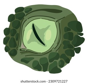 Reptile amphibian eye, spooky monster doodle. Halloween vector illustration in cartoon style. Dark theme clipart isolated on white..