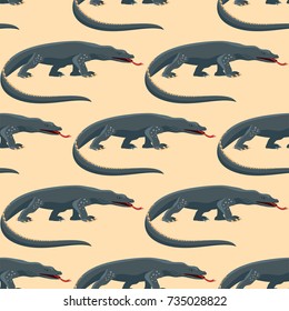 Reptile amphibian varan seamless pattern colorful fauna vector illustration reptiloid predator reptiles animals.
