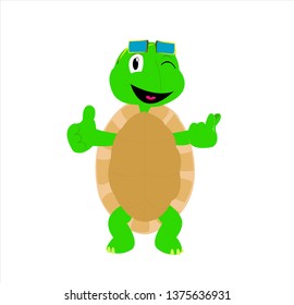 reptile animal of tortoise cartoon and turtle logo with cheerful character