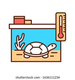 Reptile care color line icon. Improving the life of reptiles. Actions aimed at their care. Pictogram for web page, mobile app, promo. UI UX GUI design element. Editable stroke.