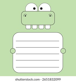 Reptile cartoon notepad design on green background