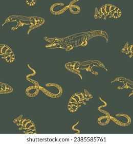 Reptile conservative Club Snake Illustration Alligator Critter Animal all over print graphic vector artwork
