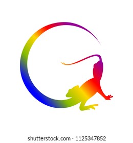 Reptile Crescent Tail Rainbow Letter G Initial Symbol Design