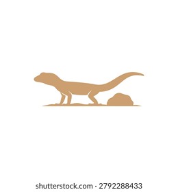 Reptile dinosaur lizard creature silhouette illustration ideal for brand identity and science themed educational materials