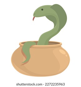 Reptile icon cartoon vector. Reptile charmer. Indian basket