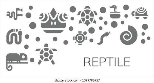 reptile icon set. 11 filled reptile icons.  Simple modern icons about  - Snake, Chameleon, Turtle, Fossil