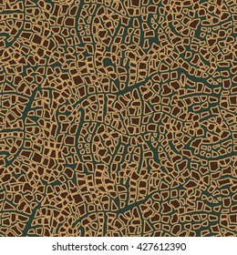 Reptile skin. Abstract seamless vector pattern. Natural leather texture. Brown.