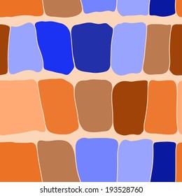 Reptile skin seamless pattern blue and orange spots background. vector