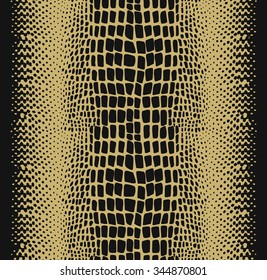 Reptile skin  seamless pattern. Gold color.