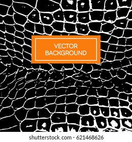 Reptile skin vector black and white animal pattern background