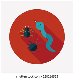 Reptiles flat icon with long shadow,eps10