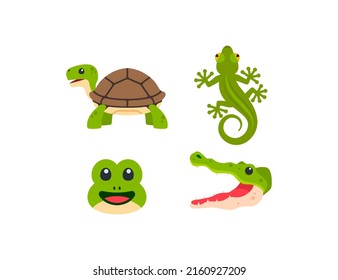 Reptiles Vector Emoji Set Illustrations. Reptile Emoticons