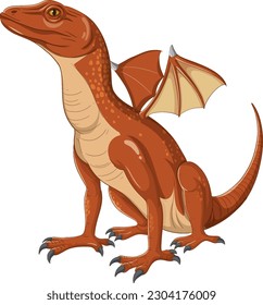 Reptilian Creature with Dragon Wings in Cartoon Style illustration