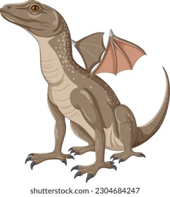 Reptilian Creature with Dragon Wings in Cartoon Style illustration
