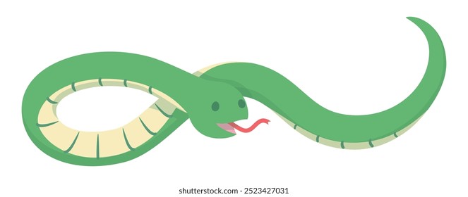 Reptilian green snake. Vector illustration.