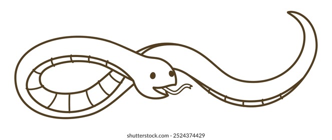 Serpiente reptil. Dibujo de líneas. Ilustración vectorial.