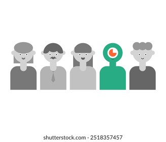 Reptilians among people. Green alien and ordinary people