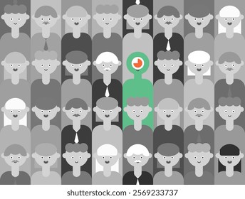 Reptilians and people Pattern seamless. Green alien and ordinary people Background