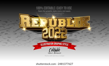 Republic 2022 text effect,  editable text effect template