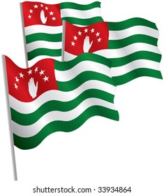 Republic of Abkhazia 3d flag. Vector illustration. Isolated on white.
