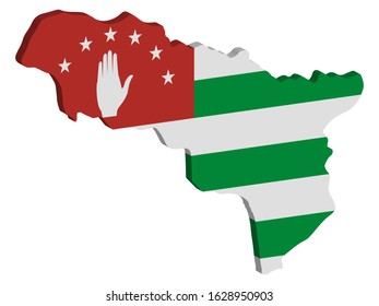 Republic Of Abkhazia map flag vector 3D