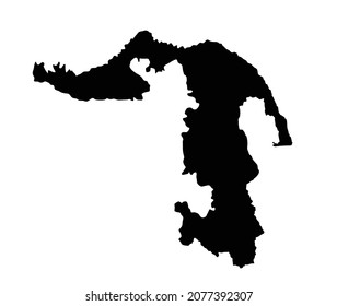 Republic of Adygea vector map silhouette illustration isolated on white background. Russia oblast map illustration. Russian federation.