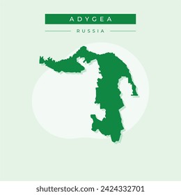 Silueta de mapa vector de la República de Adygea aislada sobre fondo blanco. Gran ilustración detallada. Ilustración del mapa de óblast de Rusia. Federación Rusa.