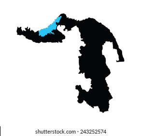 Republic of Adygea vector map silhouette isolated on white background. High detailed illustration. Russia oblast map illustration. 