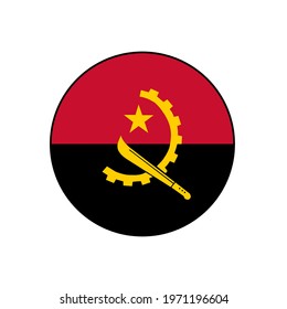 Republic of Angola Flag Vector Circle Icon Button for Africa Concepts. 