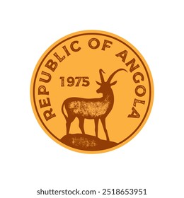 Republic of Angola textured vintage vector logo. Vintage print for sticker. Trendy Hipster design. Vector illustration