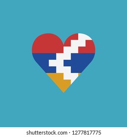 Republic of Artsakh flag icon in a heart shape in flat design. Independence day or National day holiday concept.
