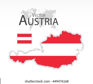 Republic of Austria ( flag and map ) ( transportation and tourism concept )