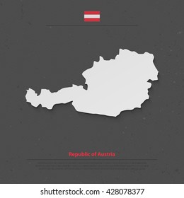 Republic of Austria isolated map and official flag icons. vector Austrian political map flat style illustration. European country geographic banner template 