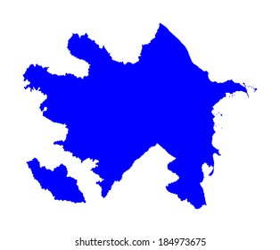 Republic of Azerbaijan -blue vector map isolated on white background. High detailed illustration. 