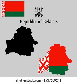 Republic of Belarus Minsk outline world map silhouette vector illustration, creative design background, national country flag, design element, symbols from countries all continents set. 