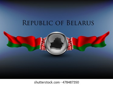 Republic of Belarus sign with flags on a blue background, EPS10