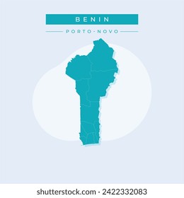 Republic of Benin map silhouette illustration on the white background. Vector illustration