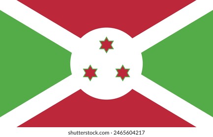 Republic of Burundi flag. Flag of Burundi. Flag icon. Standard color. Standard size. Rectangular flag. Computer illustration. Digital illustration. Vector illustration.