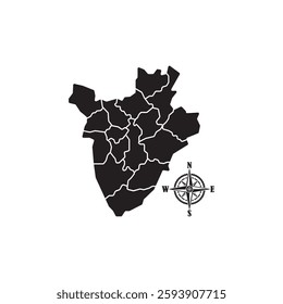 Republic of Burundi vector map silhouette illustration