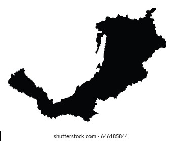 Republic of Buryatia map vector silhouette illustration isolated on white background. Russia oblast map of Buryat shape shadow. Province of Russia, Russian federation.