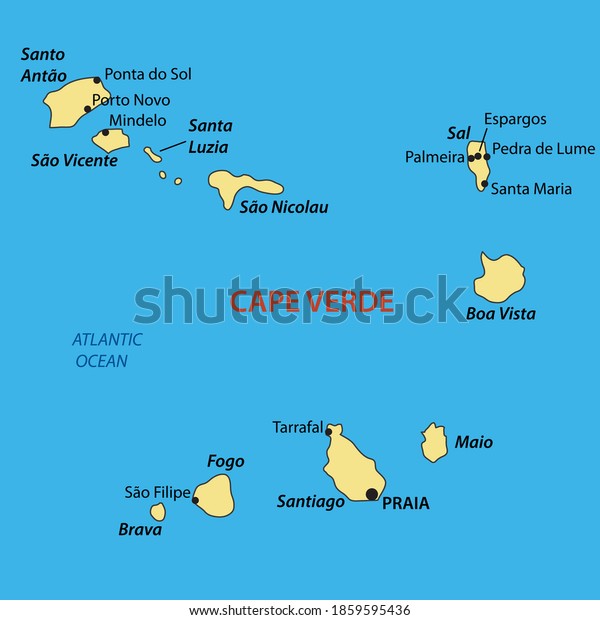 Republic Cabo Verde Vector Map Stock Vector (royalty Free) 1859595436 