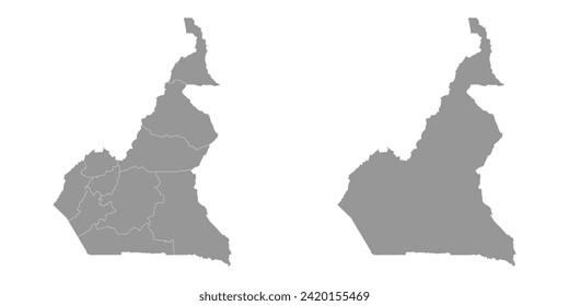 Mapa de la República de Camerún con divisiones administrativas. Ilustración vectorial.