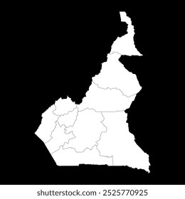 Republic of Cameroon map with administrative divisions. Vector illustration.