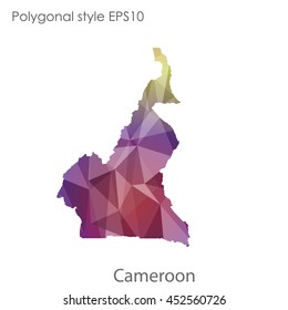 Republic of Cameroon map in geometric polygonal style.Abstract gems triangle,modern design background.Vector illustration EPS10
