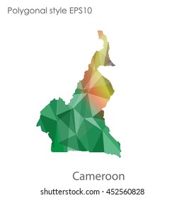 Republic of Cameroon map in geometric polygonal style.Abstract gems triangle,modern design background.Vector illustration EPS10